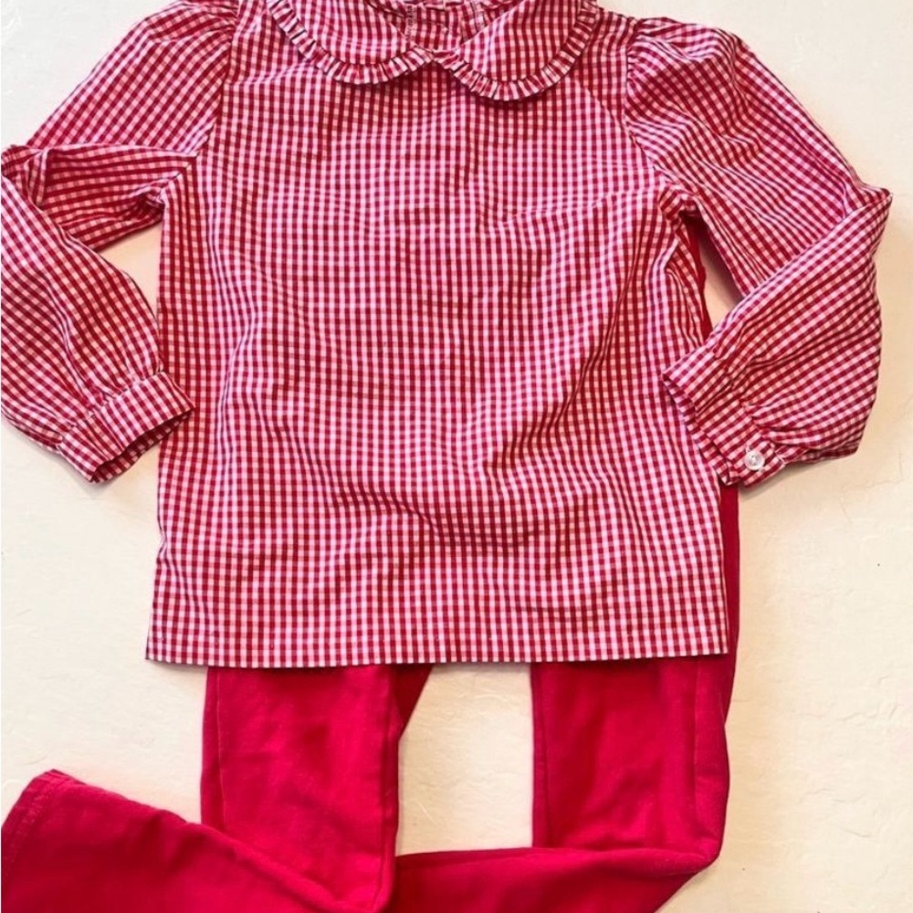 Little English Girls Red Checkered Outfit
